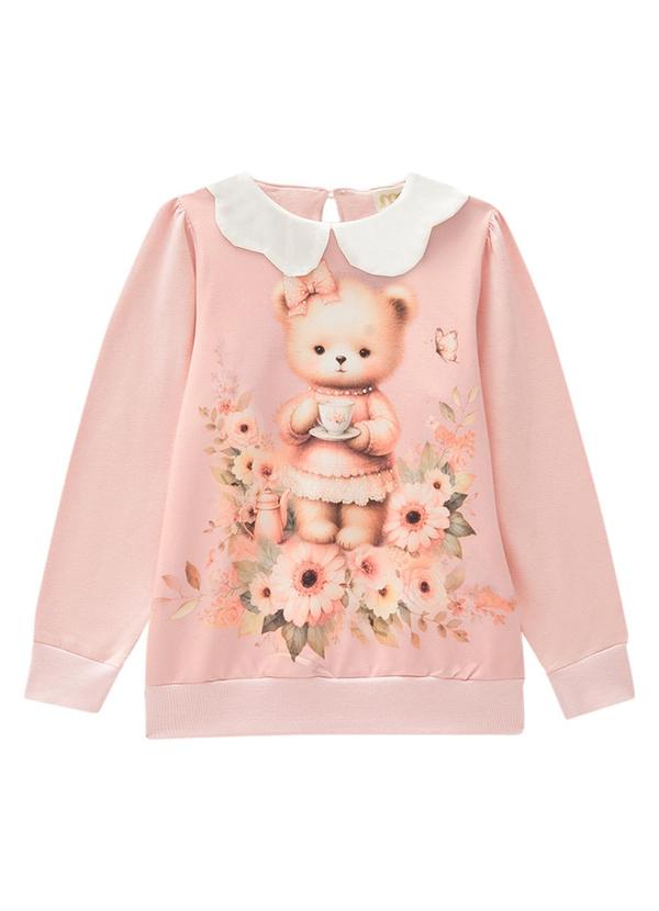 Milli e Nina - Conjunto Infantil Blusão Ursinha e Legging Rosa 2
