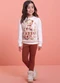 Milli e Nina - Conjunto Infantil Blusão Ursinha e Legging Bege - variação: Bege