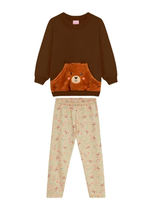 Duduka - Conjunto Infantil Blusão Urso Marrom - DUDUKA