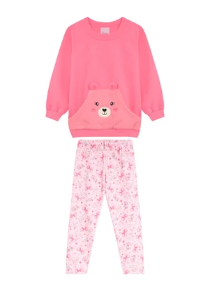 Duduka - Conjunto Infantil Blusão Urso Rosa - DUDUKA