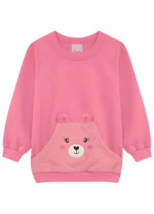 Duduka - Conjunto Infantil Blusão Urso Rosa - DUDUKA