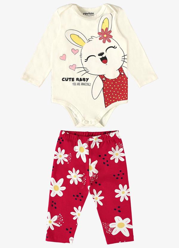 Rovi Kids - Conjunto Infantil Body com Legging Bege