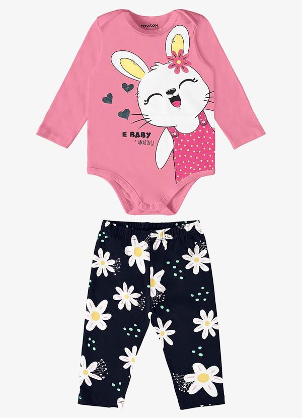 Rovi Kids - Conjunto Infantil Body com Legging Rosa