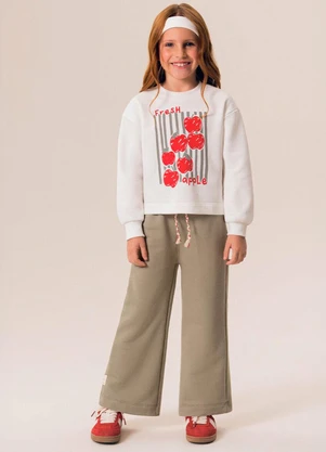 Bugbee - Conjunto Infantil Casaco e Calça Moletom Branco - BUGBEE