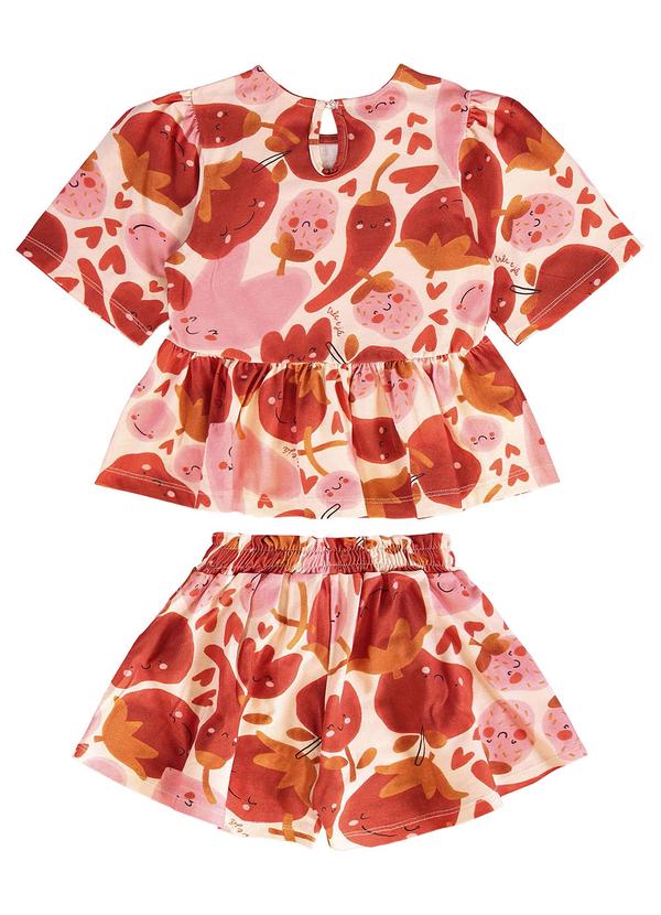 Três e Já - Conjunto Infantil com Blusa e Short Rosa 4