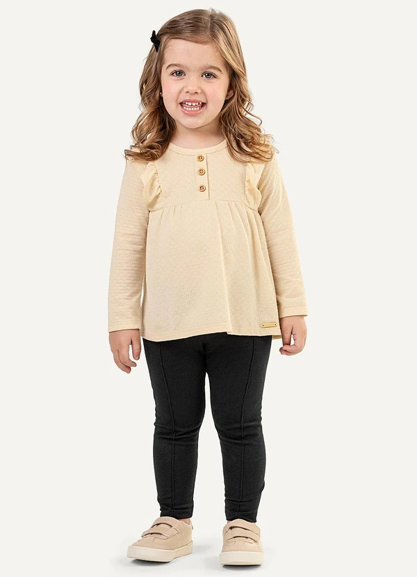 Colorittá - Conjunto Infantil com Blusa Texturizada Bege