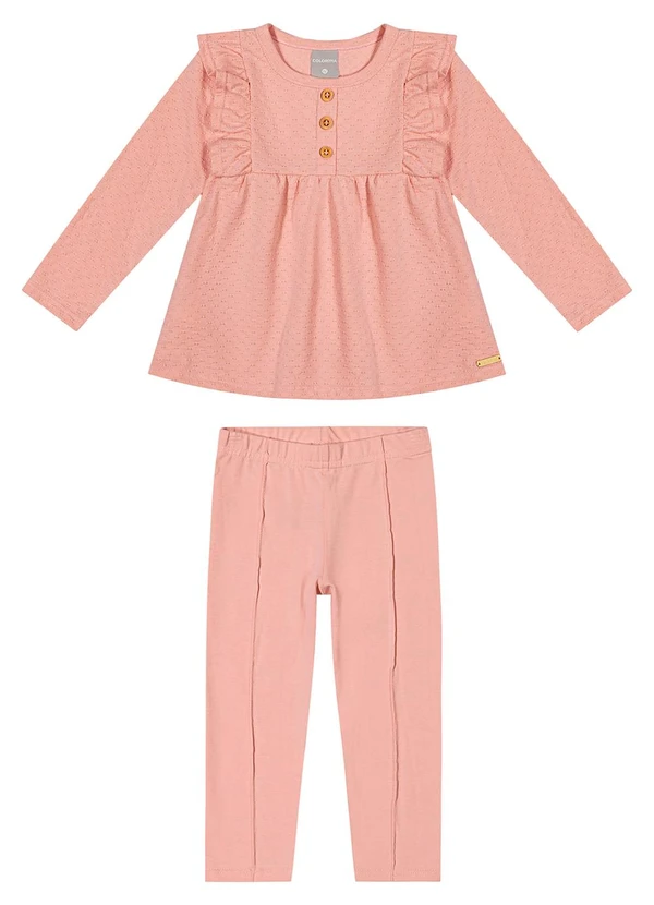 Colorittá - Conjunto Infantil com Blusa Texturizada Rosa