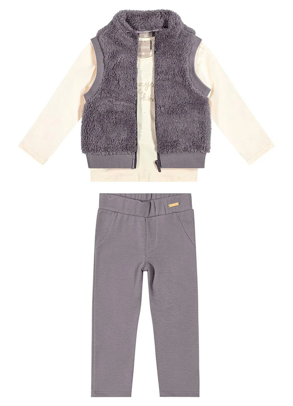 Colorittá - Conjunto Infantil com Colete Peluciado Bege 2