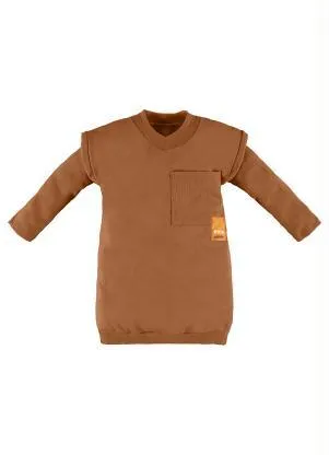 Up Baby - Conjunto Infantil com Vestido e Blusa Marrom - UP BABY