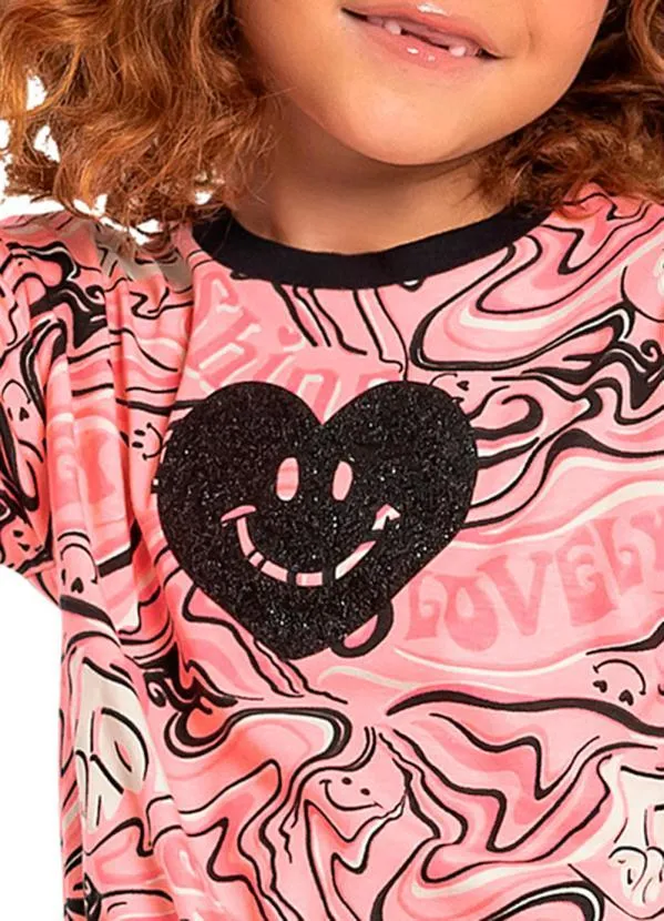 Quimby - Conjunto Infantil Cropped e Calça Pantalona Rosa 2