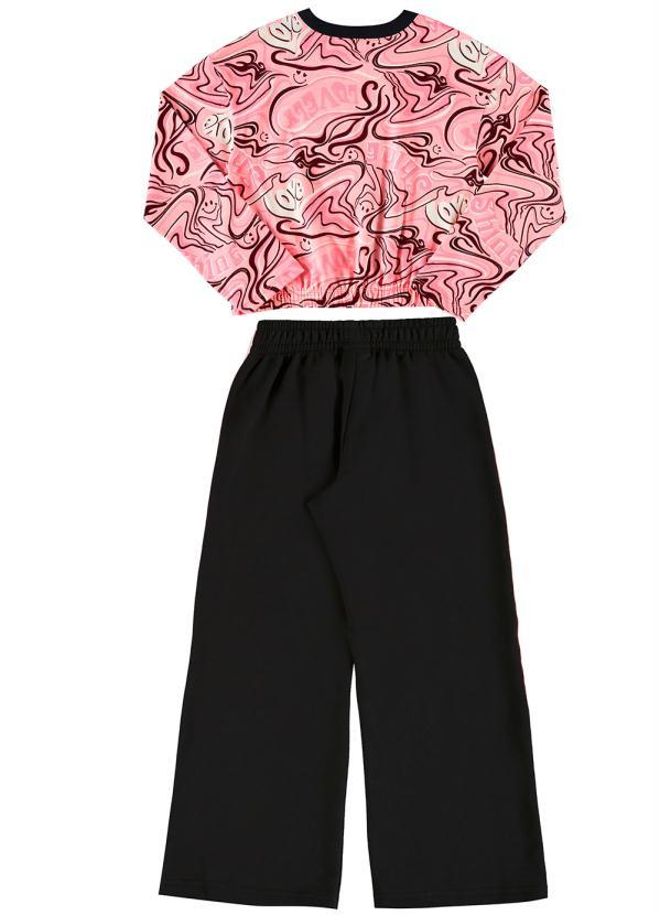 Quimby - Conjunto Infantil Cropped e Calça Pantalona Rosa 4