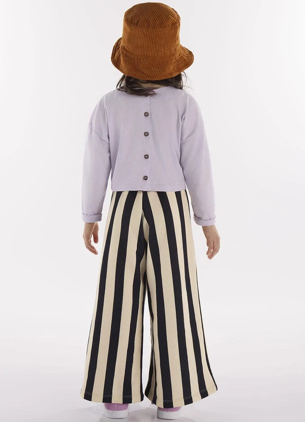 Três e Já - Conjunto Infantil Cropped e Calça Roxo 2