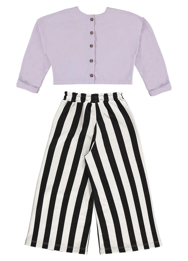 Três e Já - Conjunto Infantil Cropped e Calça Roxo 4