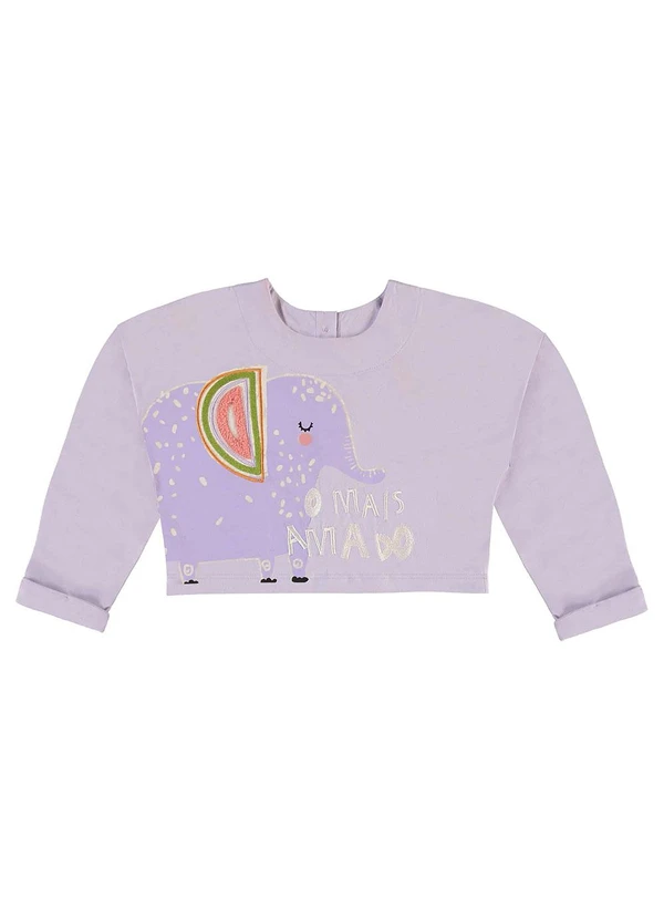Três e Já - Conjunto Infantil Cropped e Calça Roxo 5