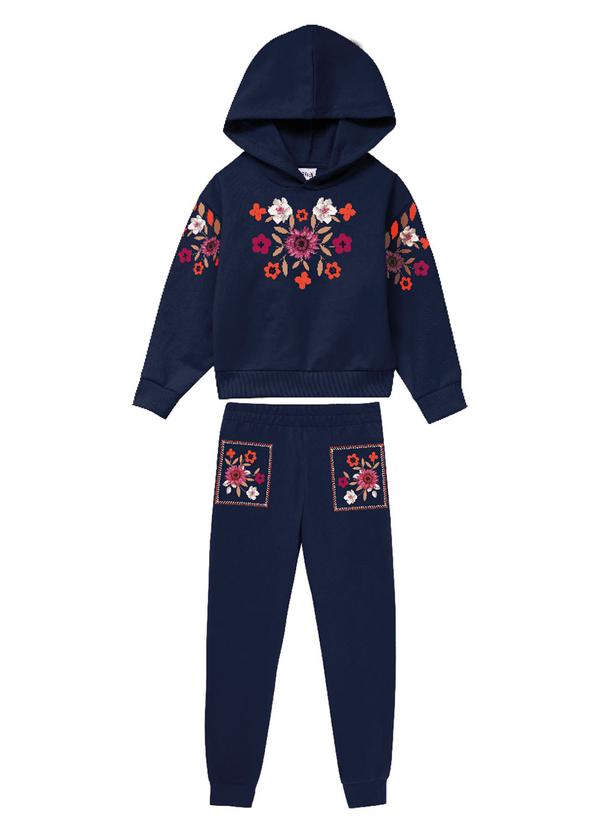 Nanai - Conjunto Infantil de Flores Menina Azul Marinho