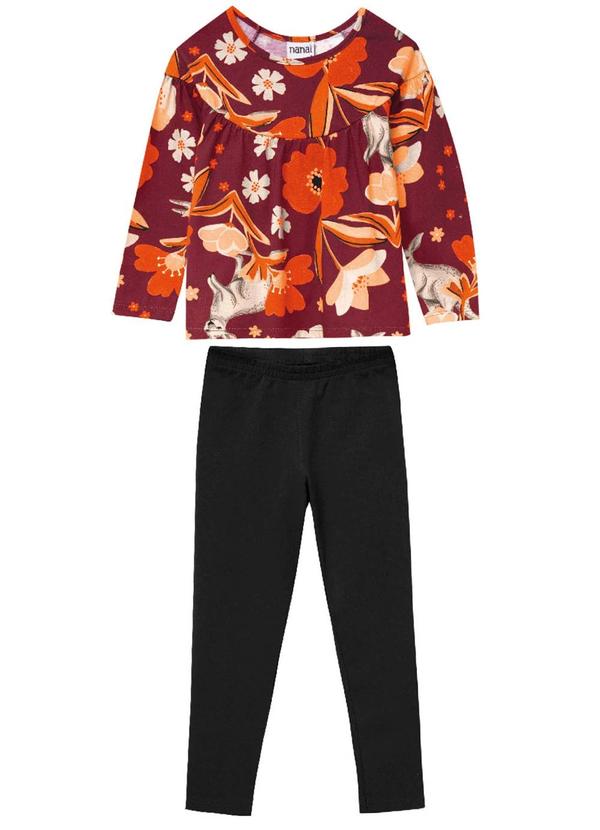 Nanai - Conjunto Infantil de Flores Menina Vermelho