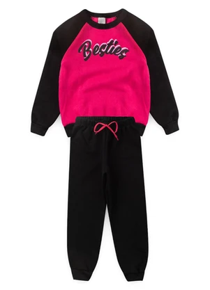 Vida Costeira - Conjunto Infantil de Moletom Besties Preto - VIDA COSTEIRA