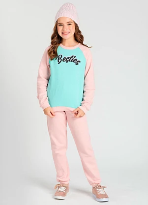 Vida Costeira - Conjunto Infantil de Moletom Besties Rosa - VIDA COSTEIRA