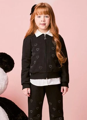 Momi - Conjunto Infantil de Moletom com Strass de Coração - MOMI