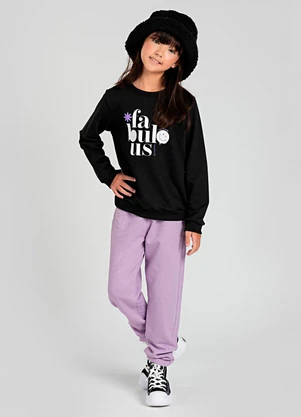 Vida Costeira - Conjunto Infantil de Moletom Fabulous Preto - VIDA COSTEIRA