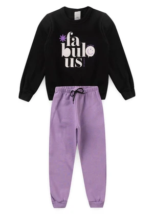 Vida Costeira - Conjunto Infantil de Moletom Fabulous Preto - VIDA COSTEIRA