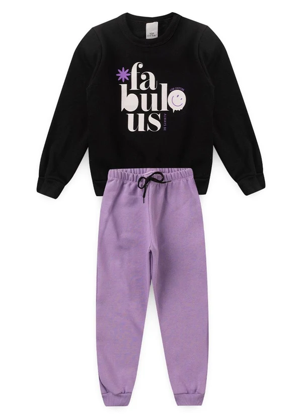 Vida Costeira - Conjunto Infantil de Moletom Fabulous Preto 2