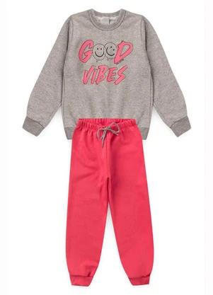 Vida Costeira - Conjunto Infantil de Moletom Good Vibes Mescla - VIDA COSTEIRA