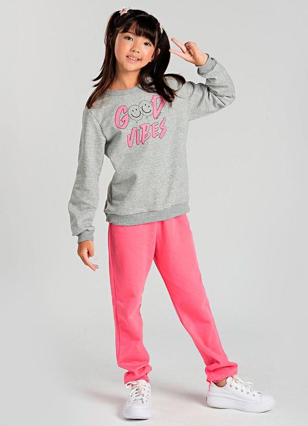 Vida Costeira - Conjunto Infantil de Moletom Good Vibes Mescla