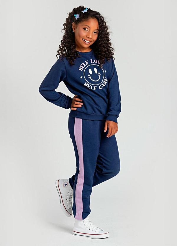 Vida Costeira - Conjunto Infantil de Moletom Self Love Marinho