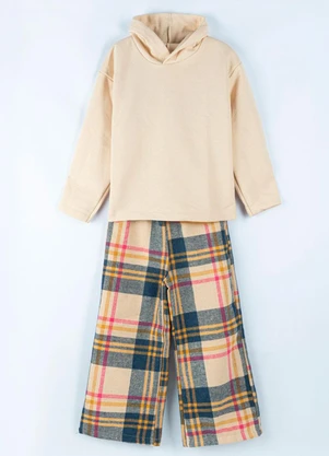Bugbee - Conjunto Infantil em Flanela Peluciada Bege - BUGBEE
