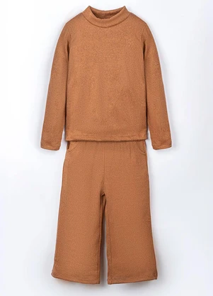 Bugbee - Conjunto Infantil em Malha Tricô Marrom - BUGBEE