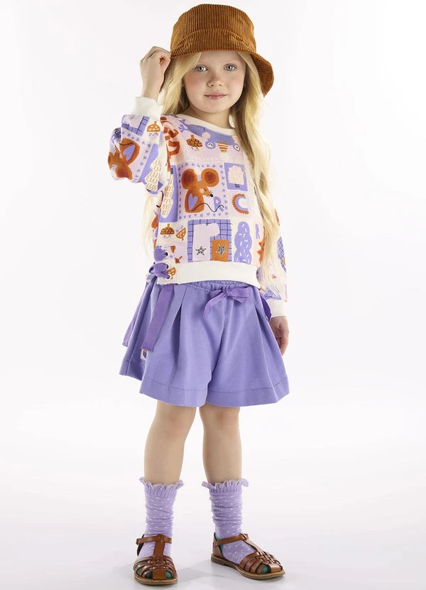 Três e Já - Conjunto Infantil em Moletom Bege