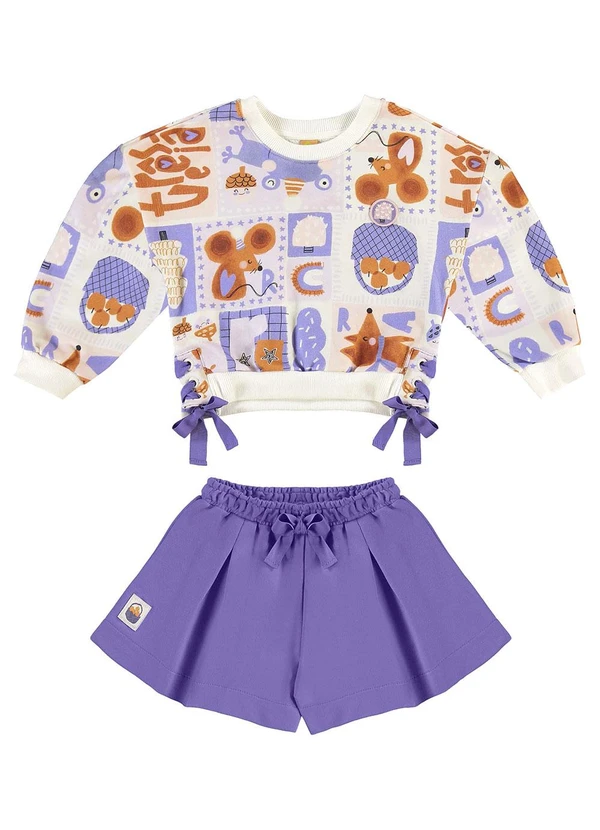 Três e Já - Conjunto Infantil em Moletom Bege 2