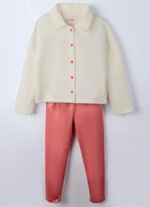 Bugbee - Conjunto Infantil em Moletom e Cirrê Branco - BUGBEE