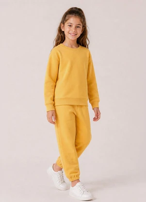 Bugbee - Conjunto Infantil em Moletom Felpado Amarelo - BUGBEE