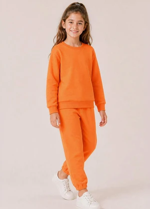 Bugbee - Conjunto Infantil em Moletom Felpado Laranja - BUGBEE