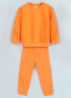 Bugbee - Conjunto Infantil em Moletom Felpado Laranja - BUGBEE