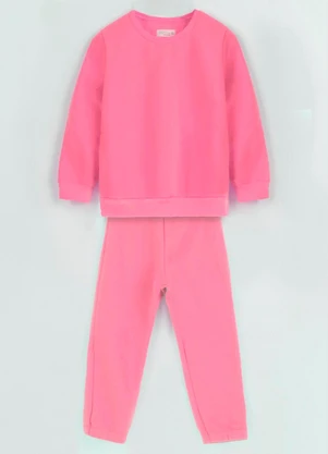 Bugbee - Conjunto Infantil em Moletom Felpado Rosa - BUGBEE