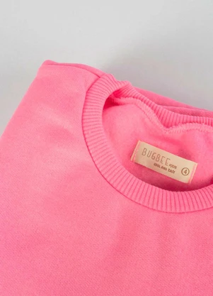 Bugbee - Conjunto Infantil em Moletom Felpado Rosa - BUGBEE