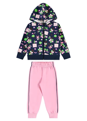 Bee Loop - Conjunto Infantil em Moletom Floral Azul - BEE LOOP