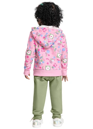 Bee Loop - Conjunto Infantil em Moletom Floral Rosa - BEE LOOP