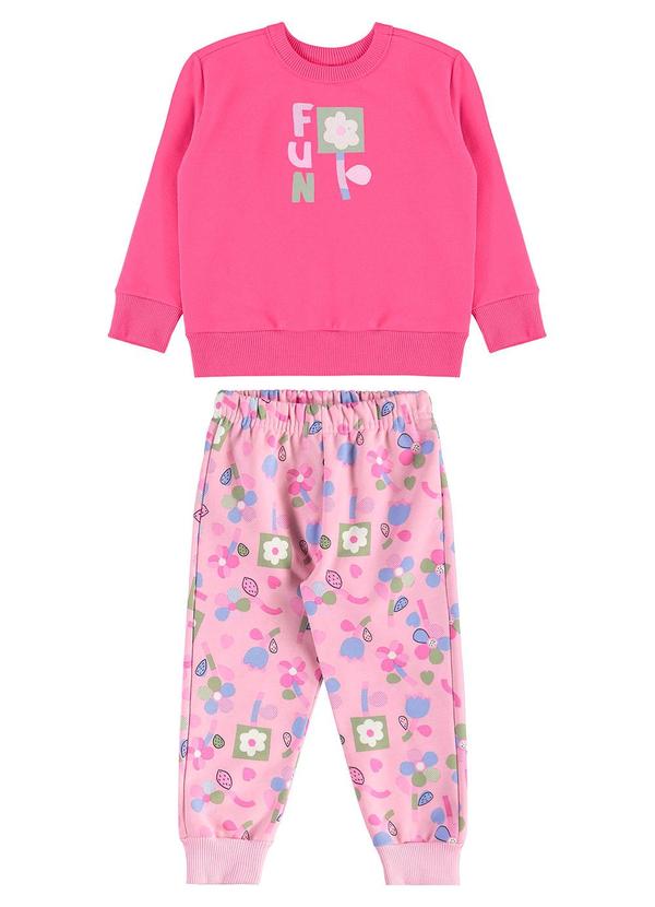 Bee Loop - Conjunto Infantil em Moletom Florido Rosa 2