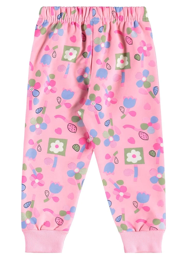 Bee Loop - Conjunto Infantil em Moletom Florido Rosa 6