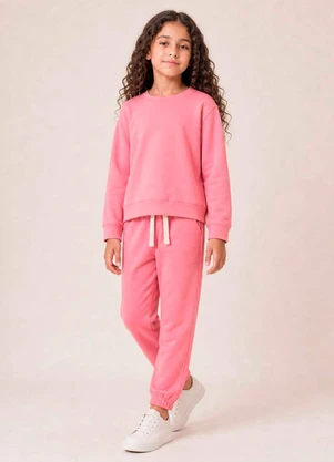 Bugbee - Conjunto Infantil em Moletom Rosa - BUGBEE