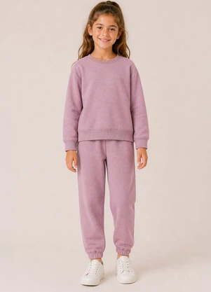 Bugbee - Conjunto Infantil em Moletom Roxo - BUGBEE