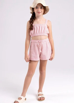 Bugbee - Conjunto Infantil em Moletom Tweed Rosa - BUGBEE