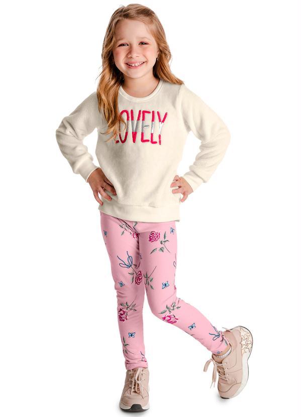 Rovi Kids - Conjunto Infantil Menina Rosas Bege