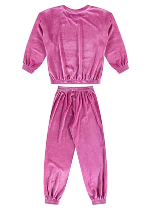 Guloseima - Conjunto Infantil Feminino Veludo Rosa - GULOSEIMA
