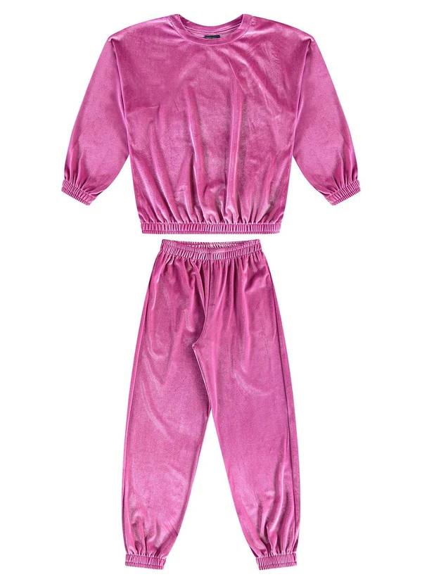 Guloseima - Conjunto Infantil Feminino Veludo Rosa