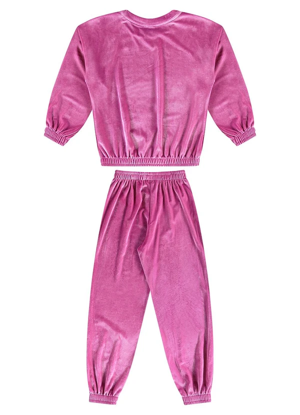 Guloseima - Conjunto Infantil Feminino Veludo Rosa 2